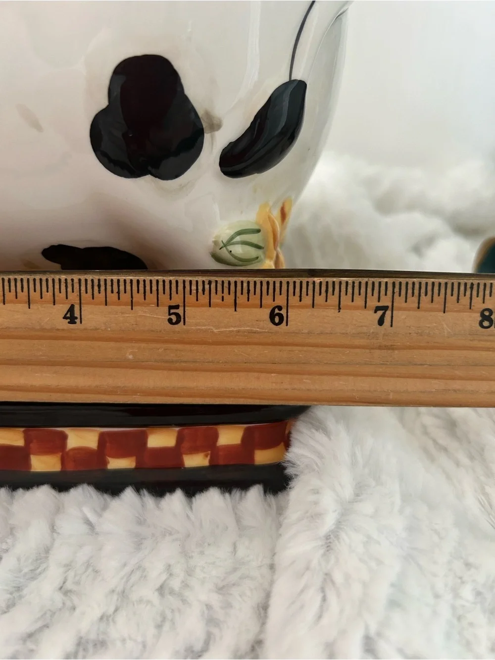 Rare Find Holstein Cow & Rooster Ceramic Cookie Jar - White, Black & Yellow